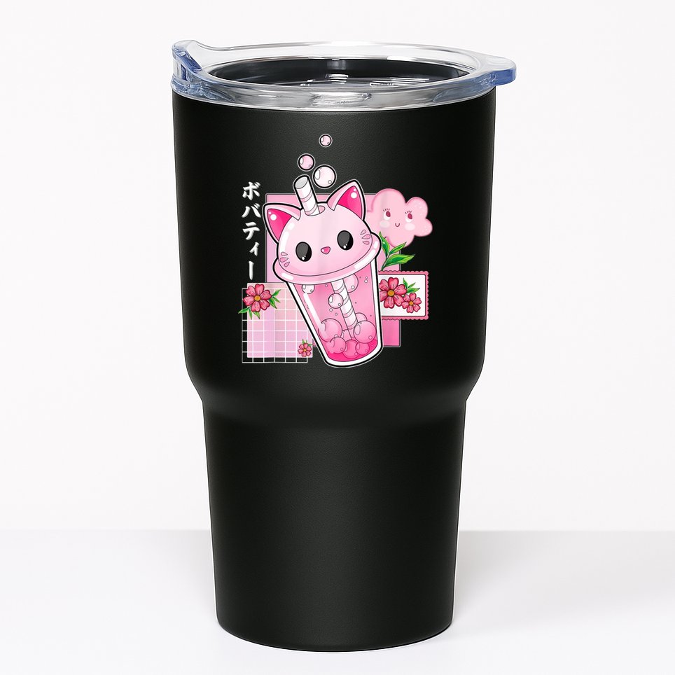 Boba Tea Cat Bubble Tea Kawaii Anime Japanese Girl Teenager Tumbler