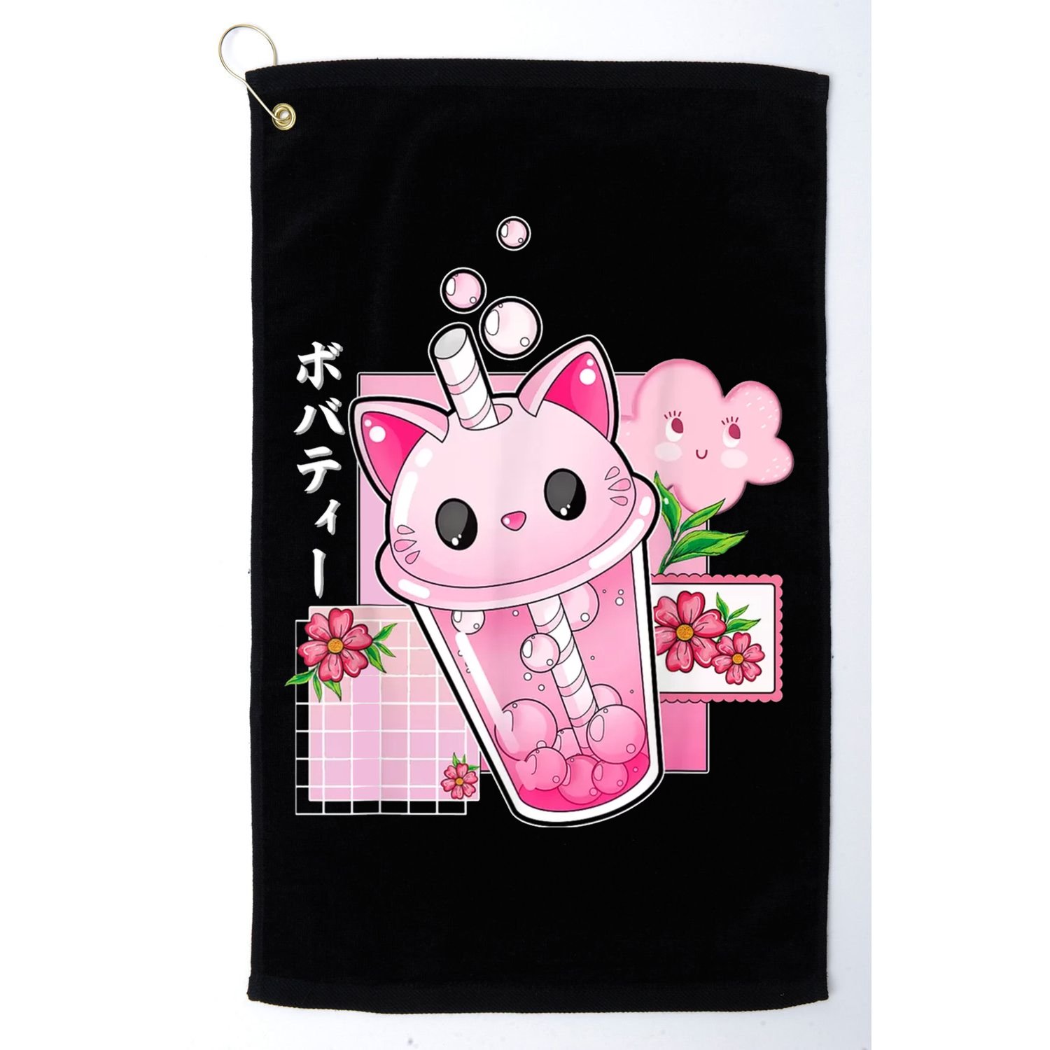 Boba Tea Cat Bubble Tea Kawaii Anime Japanese Girl Teenager Golf Towel