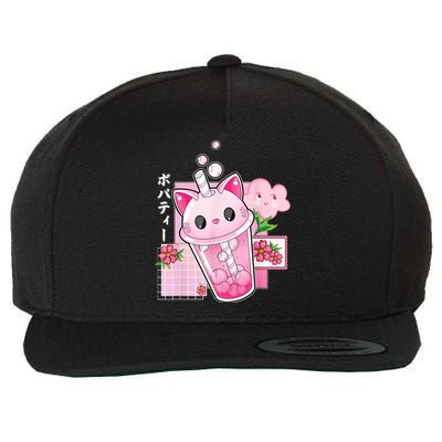 Boba Tea Cat Bubble Tea Kawaii Anime Japanese Girl Teenager Wool Snapback Cap
