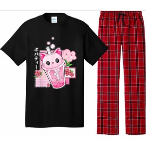 Boba Tea Cat Bubble Tea Kawaii Anime Japanese Girls Nager Pajama Set