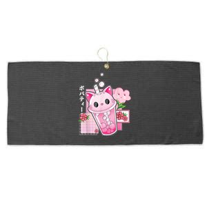 Boba Tea Cat Bubble Tea Kawaii Anime Japanese Girls Nager Large Microfiber Waffle Golf Towel