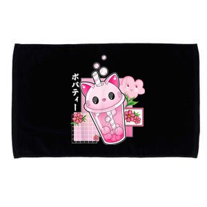 Boba Tea Cat Bubble Tea Kawaii Anime Japanese Girls Nager Microfiber Hand Towel