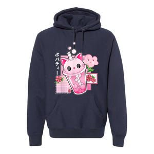 Boba Tea Cat Bubble Tea Kawaii Anime Japanese Girls Nager Premium Hoodie