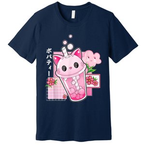 Boba Tea Cat Bubble Tea Kawaii Anime Japanese Girls Nager Premium T-Shirt