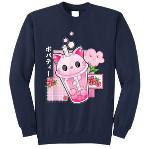 Boba Tea Cat Bubble Tea Kawaii Anime Japanese Girls Nager Tall Sweatshirt