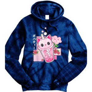 Boba Tea Cat Bubble Tea Kawaii Anime Japanese Girls Nager Tie Dye Hoodie