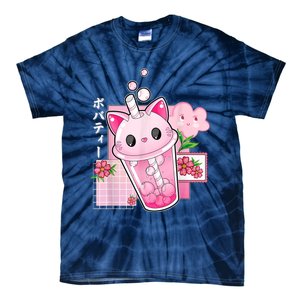 Boba Tea Cat Bubble Tea Kawaii Anime Japanese Girls Nager Tie-Dye T-Shirt