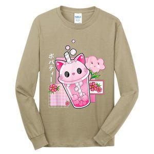 Boba Tea Cat Bubble Tea Kawaii Anime Japanese Girls Nager Tall Long Sleeve T-Shirt