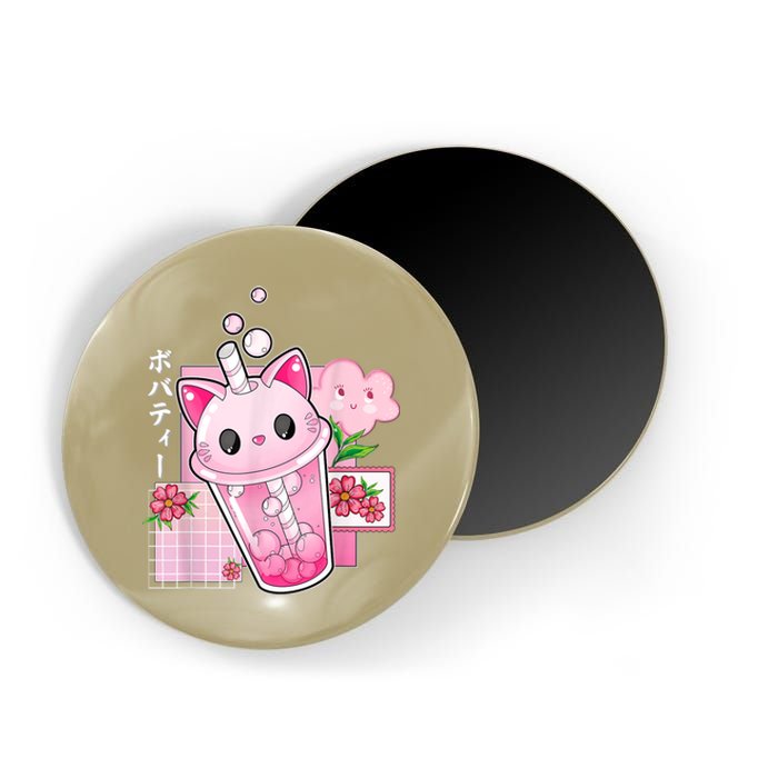 Boba Tea Cat Bubble Tea Kawaii Anime Japanese Girls Nager Magnet