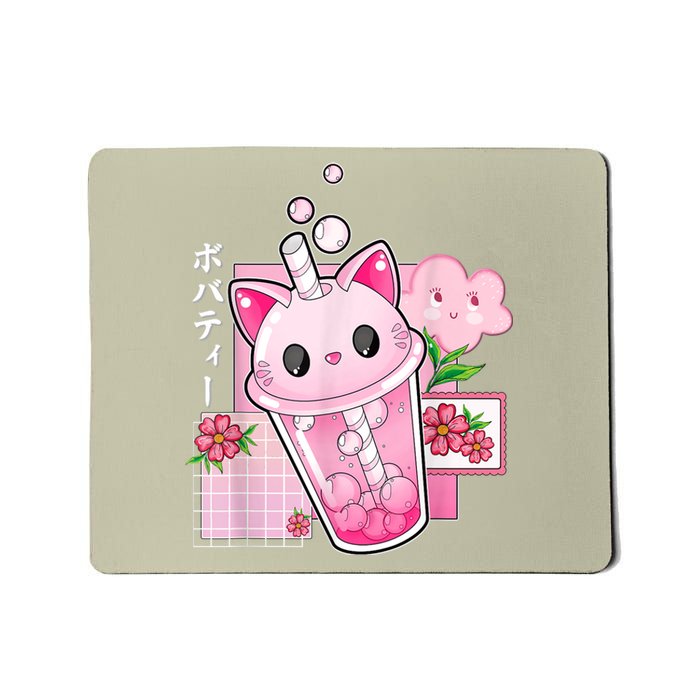 Boba Tea Cat Bubble Tea Kawaii Anime Japanese Girls Nager Mousepad