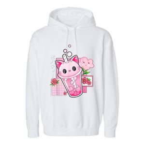 Boba Tea Cat Bubble Tea Kawaii Anime Japanese Girls Nager Garment-Dyed Fleece Hoodie