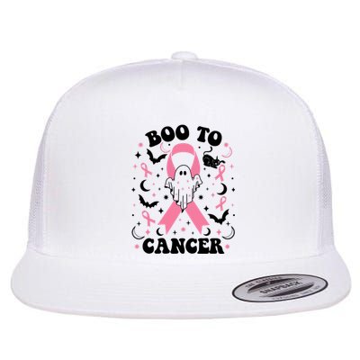 Boo To Cancer Ghost October Breast Cancer Flat Bill Trucker Hat