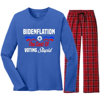 Bidenflation The Cost Of Voting Stupid Women's Long Sleeve Flannel Pajama Set 