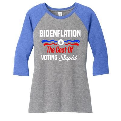 Bidenflation The Cost Of Voting Stupid Women's Tri-Blend 3/4-Sleeve Raglan Shirt