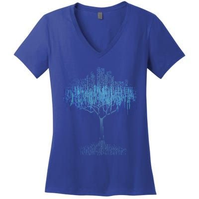 Binary Tree Coding Computer Programmer Meaningful Gift Women's V-Neck T-Shirt