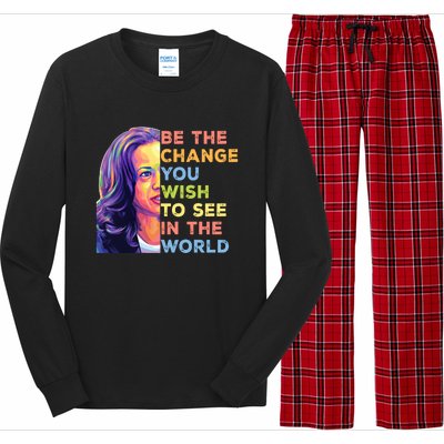 Be The Change You Wish To See Inspirational Quote Long Sleeve Pajama Set