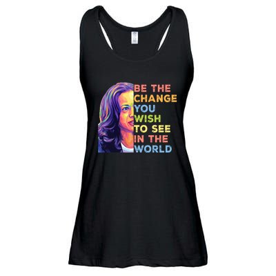 Be The Change You Wish To See Inspirational Quote Ladies Essential Flowy Tank