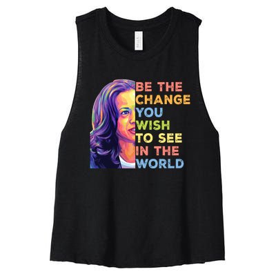 Be The Change You Wish To See Inspirational Quote Women's Racerback Cropped Tank