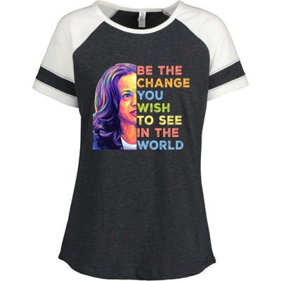 Be The Change You Wish To See Inspirational Quote Enza Ladies Jersey Colorblock Tee