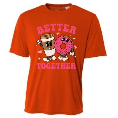 Better Together Coffee Donut Groovy Retro Valentine's Day Gift Cooling Performance Crew T-Shirt