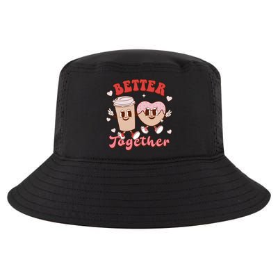 Better Together Coffee Donut Groovy Retro Valentine's Day Gift Cool Comfort Performance Bucket Hat