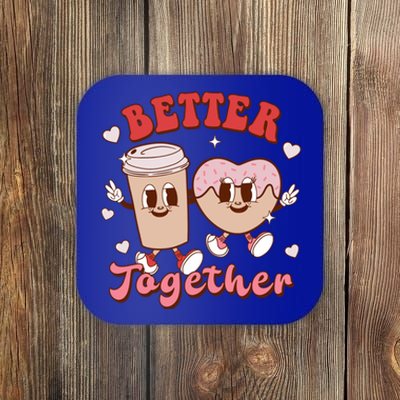 Better Together Coffee Donut Groovy Retro Valentine's Day Gift Coaster