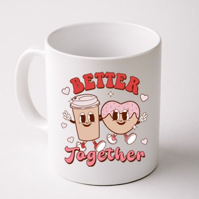 Better Together Coffee Donut Groovy Retro Valentine's Day Gift Coffee Mug