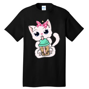 Boba Tea Cat Bubble Tea Cat Milk Tea Kawaii Anime Cat Tall T-Shirt