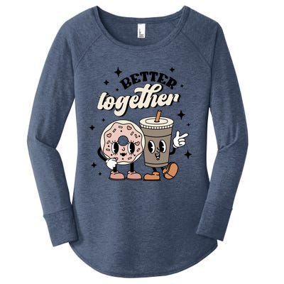 Better Together Coffee Donut Retro Groovy Valentines Day Meaningful Gift Women's Perfect Tri Tunic Long Sleeve Shirt