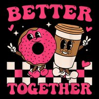 Better Together Coffee Donut Valentine's Day Groovy Retro Visor