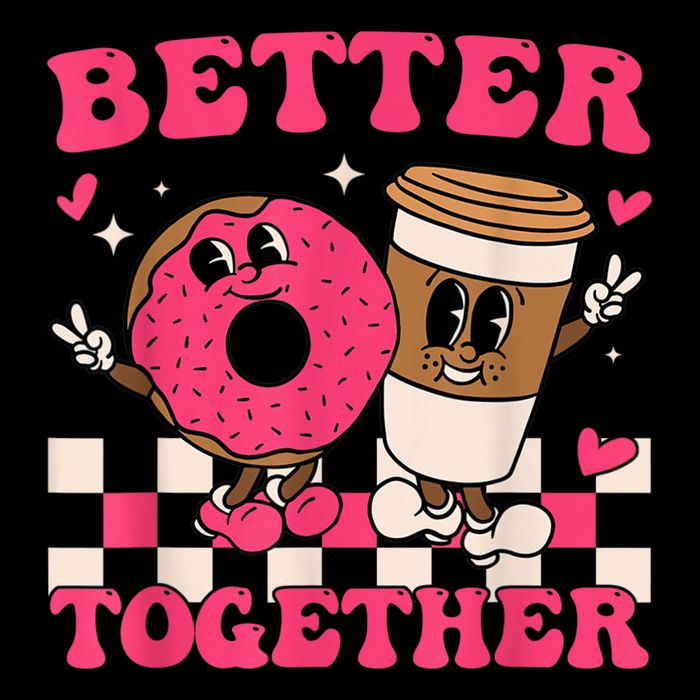 Better Together Coffee Donut Valentine's Day Groovy Retro Visor