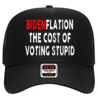 Bidenflation The Cost Of Voting Stupid High Crown Mesh Back Trucker Hat