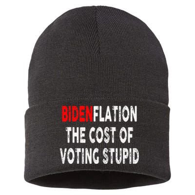 Bidenflation The Cost Of Voting Stupid Sustainable Knit Beanie