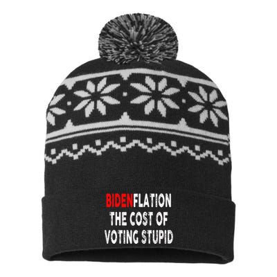 Bidenflation The Cost Of Voting Stupid USA-Made Snowflake Beanie