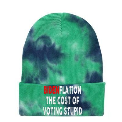 Bidenflation The Cost Of Voting Stupid Tie Dye 12in Knit Beanie