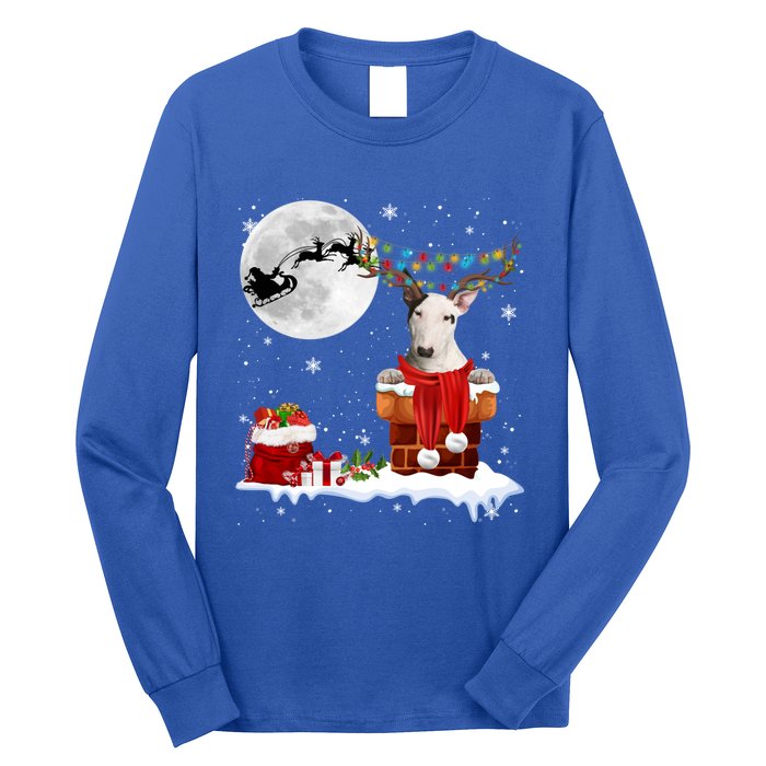 Bull Terrier Chimney Ugly Christmas Lights Xmas Pajamas Funny Gift Long Sleeve Shirt