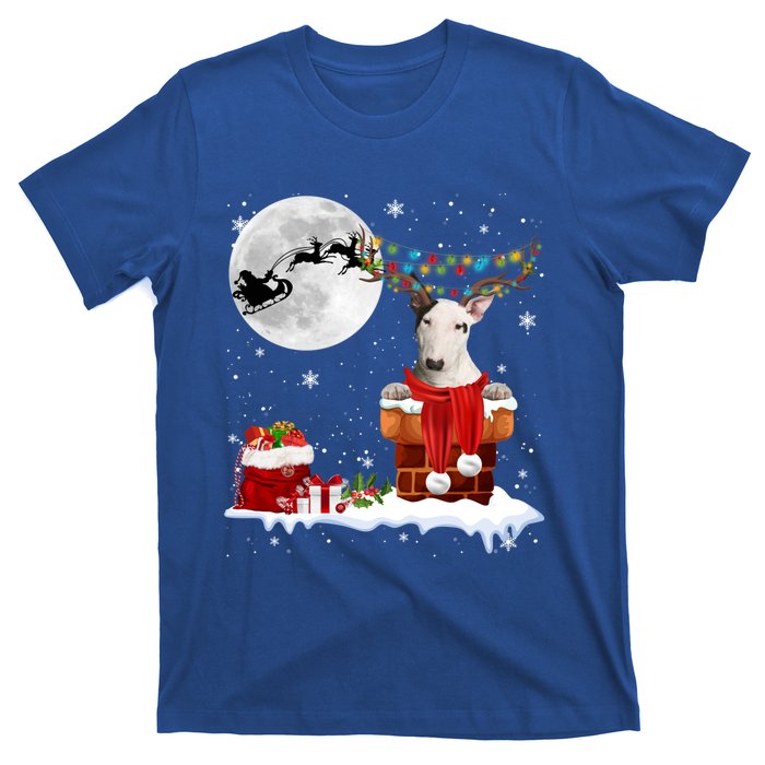 Bull Terrier Chimney Ugly Christmas Lights Xmas Pajamas Funny Gift T-Shirt