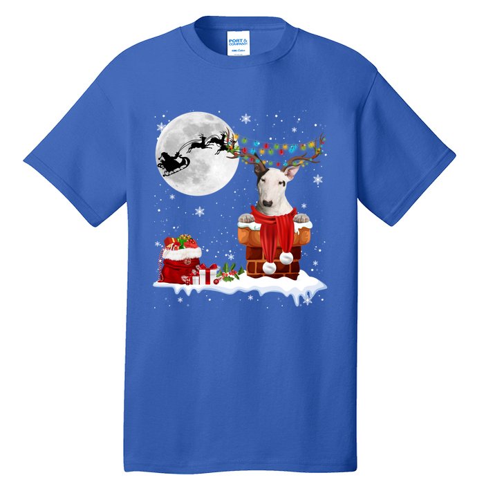 Bull Terrier Chimney Ugly Christmas Lights Xmas Pajamas Funny Gift Tall T-Shirt