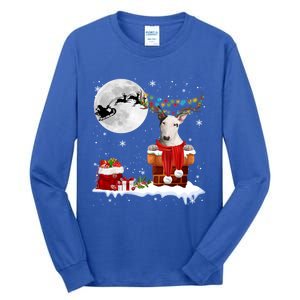 Bull Terrier Chimney Ugly Christmas Lights Xmas Pajamas Funny Gift Tall Long Sleeve T-Shirt