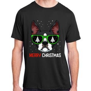 Boston Terrier Christmas Pajama Dog Sunglasses Xmas Tree Adult ChromaSoft Performance T-Shirt