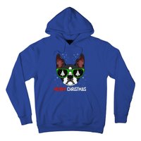 Boston Terrier Christmas Pajama Dog Sunglasses Xmas Tree Hoodie