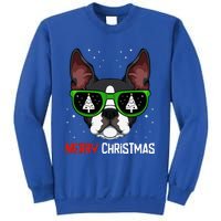 Boston Terrier Christmas Pajama Dog Sunglasses Xmas Tree Sweatshirt