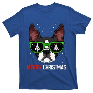 Boston Terrier Christmas Pajama Dog Sunglasses Xmas Tree T-Shirt