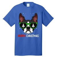 Boston Terrier Christmas Pajama Dog Sunglasses Xmas Tree Tall T-Shirt