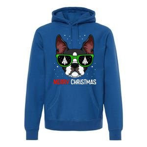 Boston Terrier Christmas Pajama Dog Sunglasses Xmas Tree Premium Hoodie