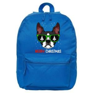 Boston Terrier Christmas Pajama Dog Sunglasses Xmas Tree 16 in Basic Backpack