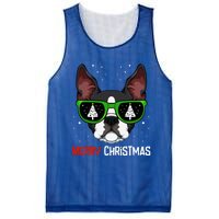 Boston Terrier Christmas Pajama Dog Sunglasses Xmas Tree Mesh Reversible Basketball Jersey Tank