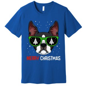 Boston Terrier Christmas Pajama Dog Sunglasses Xmas Tree Premium T-Shirt