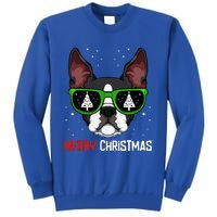 Boston Terrier Christmas Pajama Dog Sunglasses Xmas Tree Tall Sweatshirt