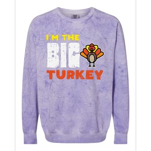 Big Turkey Cute Thanksgiving Matching Family Mom Dad Gift Colorblast Crewneck Sweatshirt